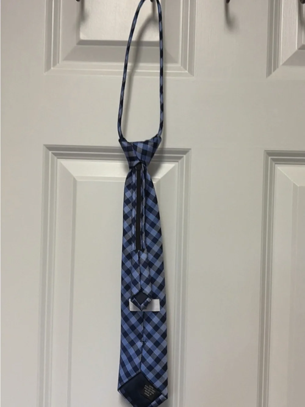 Classic Blue Check Adjustable youth boys Tie